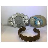 belt buckles and bracelet