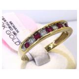 10 K Gold Ring Diamonds and Rubys 2.8 Grams