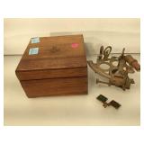 Brass Sextant, in brass bound wood case ,