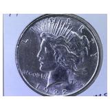 1922 Peace Silver Dollar in flip