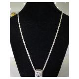 Rope Chain Necklace with Sterling Silver Pendant