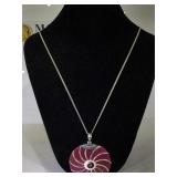 Sterling Silver Necklace with Shell Pendant - 22