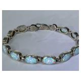 Sterling Silver bracelet with Fire Opal - 7.5 in