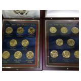 Pair of Presidential Dollar Coin Sets in wood