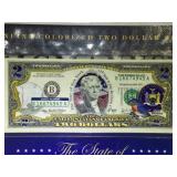New York Colorized $2 State Themed Bill in card