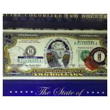 Kentucky Colorized $2 State Themed Bill in card