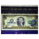 Texas Colorized $2 State Themed Bill in card with