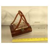 Vintage Bakelite purse with lucite lid, good