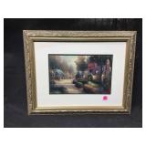 Thomas Kinkade print, cottage scene, framed to 15