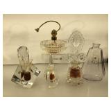 Lot 5 vintage perfume bottles , Irice, cut glass