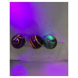 3 hand blown Art glass marbles, 15/16 and 7/8