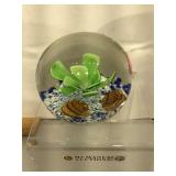 Art glass paperweight, underwater seashells and