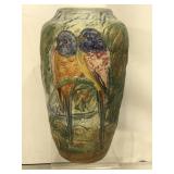 Weller Style Double Parrot Vase 9"H. Hairline