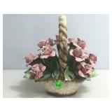 Capodimonte porcelain flower basket, approx 8x6x7