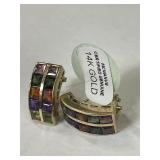 14K Gold Earrings Multi Colored 9.2g
