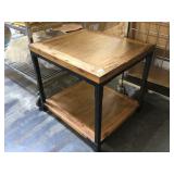 Wood top side table w/metal frame, approx