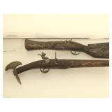 Pair of prop black powder pistols, approx 18