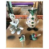 Art glass clown figure, vase and watering bulbs
