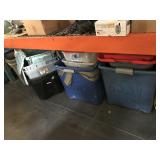 Assorted plastic totes and bins - some lids