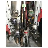 Assorted Fishing Poles with reels