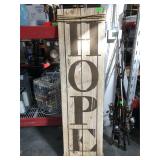 HOPE print on canvas wrapped with twine - approx.