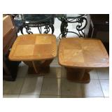 Pair of wood side tables, approx 26x26x21 inches