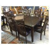 Wood dining table w/leaf and 6 chairs, approx