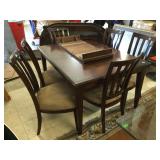 Dining table w/6 chairs and leaf, approx 58x42x30