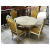 Vintage wood octagonal dining table w/4 chairs,