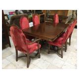 Vintage hand carved wood dining table w/ornate