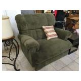 Large green recliner with pull