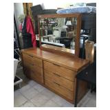 Universal wood dresser w/mirror, approx 68 inches