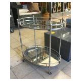 Rolling tea cart w/mirror shelves, approx