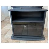 Black Swivel TV Stand with Black Frosted Glass