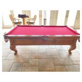 Custom Made Leather Pocket Pool Table w/ Abalone