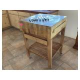 Rolling Butcher Block Island with set of Italian