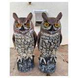 Two Garden Owls 16inH