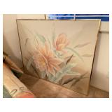 Large Artist Signed Floral Painting on Canvas.