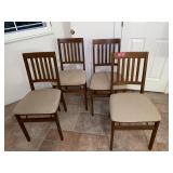 Set of 4 Upholstered Wood Folding Chairs.