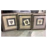 3 PC ART FRAMED TILES - 1 IS AS IS