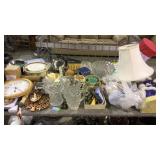 TABLE TOP VINTAGE ITEMS GLASSWARE DOLLS MORE