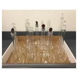 GROUP OF GLASS FLASKS GROUP OF GLASS FLASKS