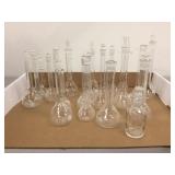 GROUP OF ASSORTED GLASS FLASKS GROUP OF ASSORTED GLASS FLASKS