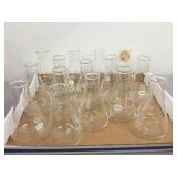 GROUP OF GLASS FLASKS GROUP OF GLASS FLASKS