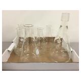 GROUP OF ASSORTED GLASS FLASKS GROUP OF ASSORTED GLASS FLASKS