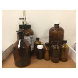 GROUP OF ASSORTED BROWN GLASS LAB BOTTLE GROUP OF ASSORTED BROWN GLASS LAB BOTTLE