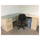 OFFICE DESK- CHAIR- 2 TRASH BINS OFFICE DESK- CHAIR- 2 TRASH BINS