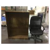 SMALL BOOK CASE AND SWIVEL HIGH BACK OFFICE CHAIR SMALL BOOK CASE AND SWIVEL HIGH BACK OFFICE CHAIR