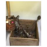 VINTAGE WOODEN CRATE FULL OF VINTAGE TOOLS
