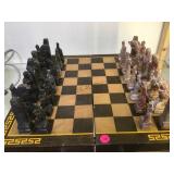 CHESS BOARD WITH STONE CHESS PIECES